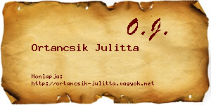 Ortancsik Julitta névjegykártya